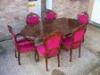 DINING TABLE and six chairs,  Incl. two carvers.....