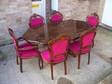 £125 - DINING TABLE and six chairs, 