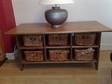 LEKSVIK STAINED antique solid pine coffee table with 6....