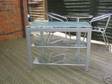 AVEBURY CHROME TV unit,  2 clear and 1 frosted shelf. 35....